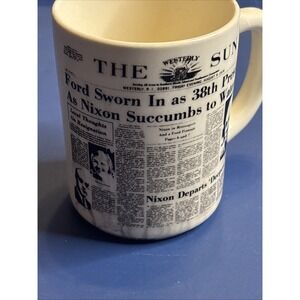 Vintage Newsprint Regarding President Ford / Nixon Watergate Coffee Cup / Mug